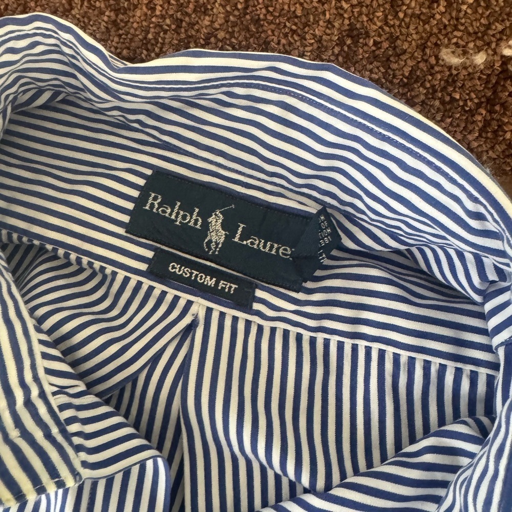 Ralph Lauren Blue and White Striped Button Down Shirt - Men’s XL - Picture 5 of 8